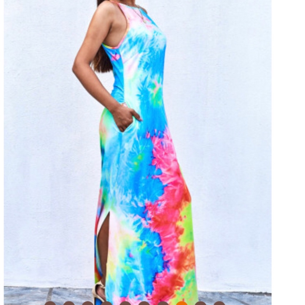 Last one small Multi colored Tie-dye maxi dress - Picture 6 of 10